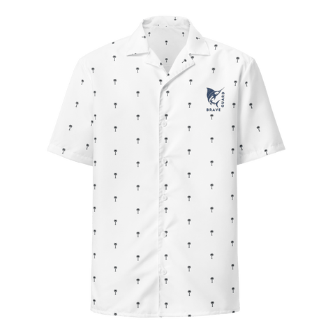 Classic White Palm Tree Button Tee - BraveGuard